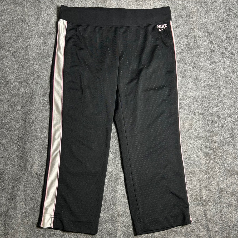 Nike Vintage Y2K Mesh Track Pants Black Silver Pink Retro Size L - Picture 7 of 7